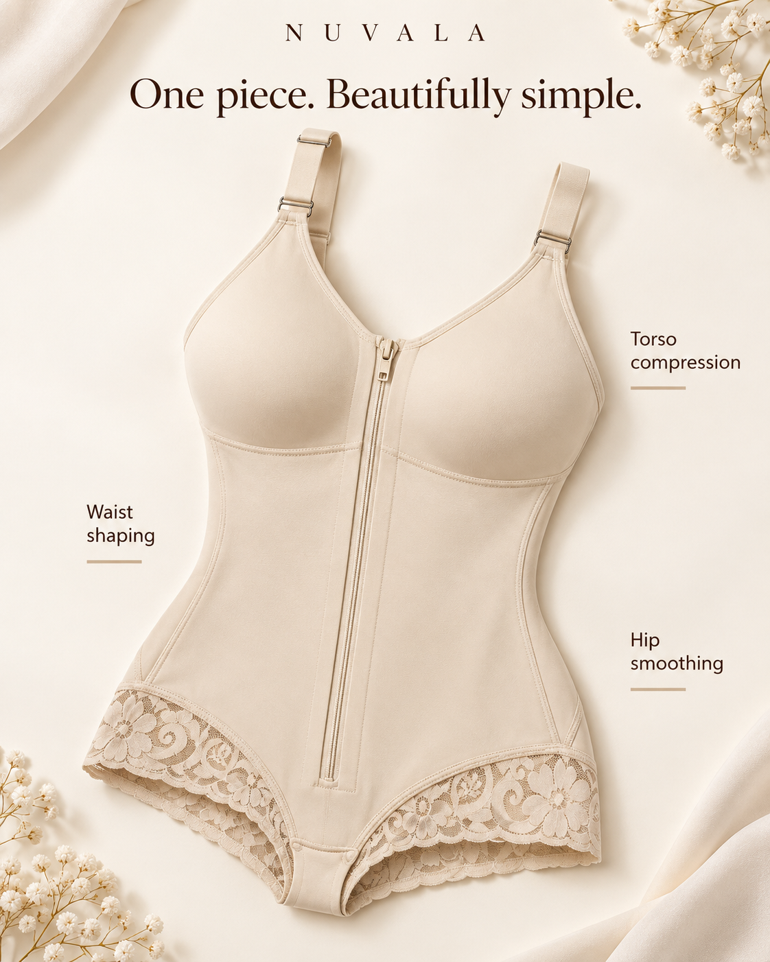 Nuvala Shape — Zip-Front Bodysuit Shapewear