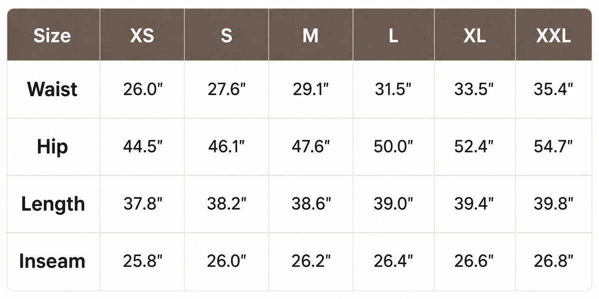 Nuvala Drift size chart