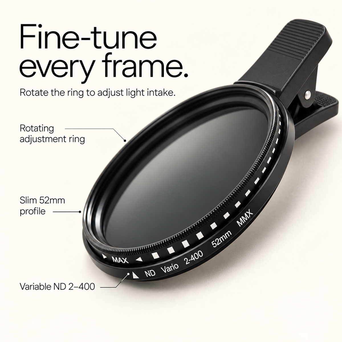 Nuvala Shade: Clip-On Variable ND Filter for Phone Cameras