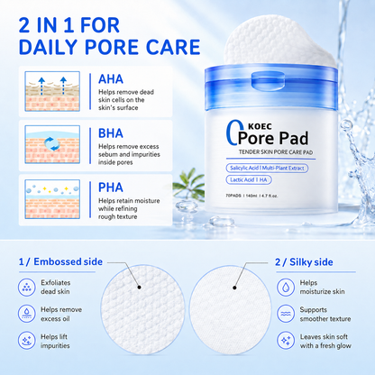 KOEC Pore Pad: Pore Refining Face Pads, 70 Pads | Nuvala