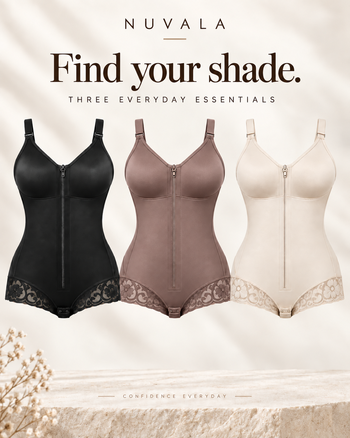 Nuvala Shape — Zip-Front Bodysuit Shapewear